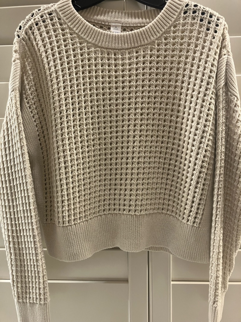 Old Navy Cream Open-Knit Crewneck Sweater